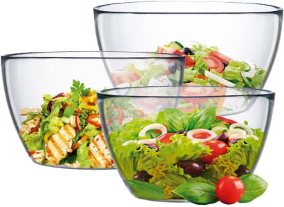 Saladeira Ruvolo Bowl Tropical de Vidro Multiuso P M e G - 3 Peças