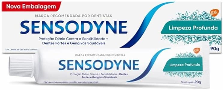 Sensodyne Creme Dental Limpeza Profunda para Dentes Sensíveis, Proteção Diária, Referescância Prolongada, 90g