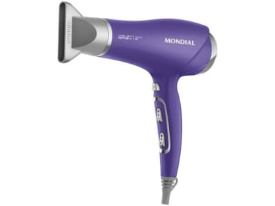 Secador de Cabelo Mondial Tourmaline Íon Lilás - e Prata 2000W 2 Velocidades Violet Grey SCN-05