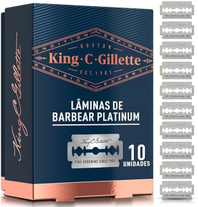 KING C. GILLETTE, Lâminas de barbear duplo fio, 10 Cargas para Aparelho de Barbear Clássico com Lâminas revestidas de Platina para mais Duração