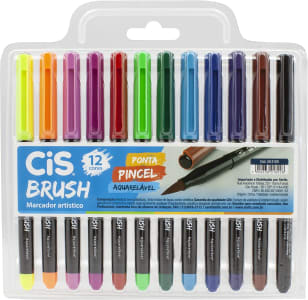 Marcador Artístico Ponta Pincel Aquarelável - Cis - Brush - 59.21 - 12 Cores