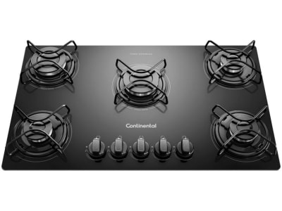 Cooktop 5 Bocas Continental a Gás GLP Preto - KC5GP - Cooktop 5 Bocas - Magazine 