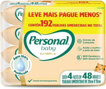 Personal Toalha Umedecida Baby Camomila Promopack 4 Unidades