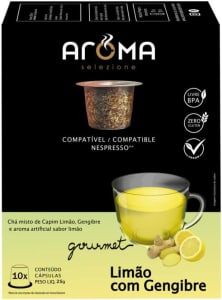 Aroma Selezione Cápsulas De Chá Limão Com Gengibre Compatível Com Nespresso Contém 10 Cápsulas