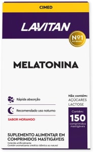 Suplemento Alimentar Melatonina 0.21mg Morango, Branco, Lavitan, 150 cápsulas