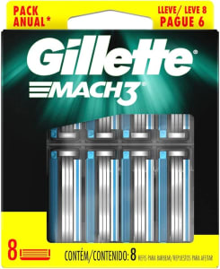 Gillette Mach3 - Carga para Aparelho de Barbear, Leve 8 Pague 6 (o pacote pode variar)