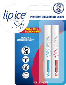 Protetor Labial Lip Ice Soft Baunilha e Cereja FPS20