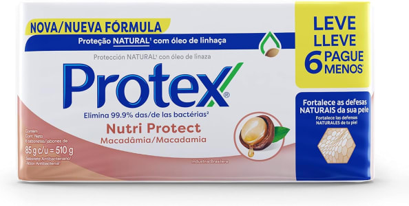 2 Pacotes — Sabonete em Barra Protex Nutri Protect Macadâmia 85g (Total 12 unidades)