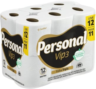 Personal Papel Higiênico Vip Folha Tripla Com 12 Rolos De 20M