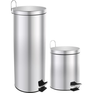 Lixeira Aço Inox com Pedal 5L e 30L 2 Unidades - Basic+