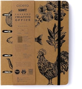 Caderno Criativo Argolado Office Duo Kraft Pautado & Pontado A5 Relicário, Cicero