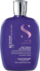 Alfaparf Milano Semi di Lino Blonde Anti-Yellow Low Shampoo para Cabelos Loiros, Platinados e Prateados - Shampoo Roxo Sem Sulfato - Remove Tons Amare