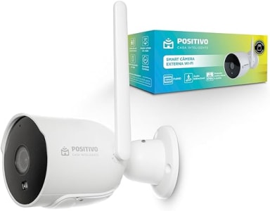 Smart Câmera Externa Wi-Fi Positivo Casa Inteligente, Visão Noturna, Full HD, À Prova d'água (IP66), Áudio Bidirecional, Detecção de Movimento, Bivolt