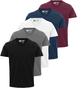 Kit 5 Camisetas Masculinas Slim Gola V Algodão Premium