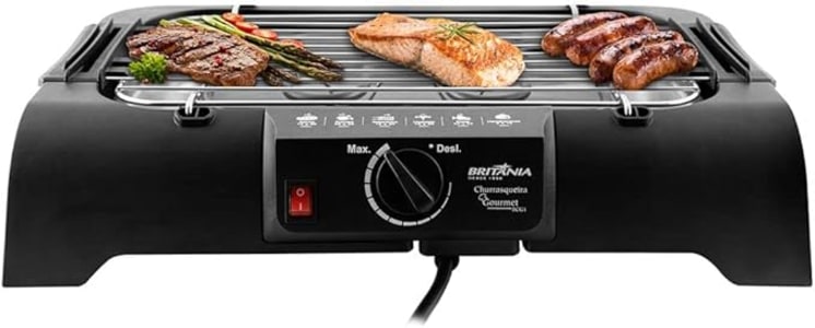 Churrasqueira, Gourmet Bcg1 N, 1200w, Preto, 110v, Britânia