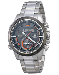  CASIO Relógio masculino de quartzo Edifice com pulseira de aço inoxidável, prata, 22 (modelo: ECB-800DB-1ACF) 