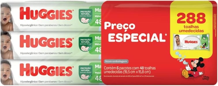 Lenços Umedecidos Huggies Max Clean - 288 Unidades