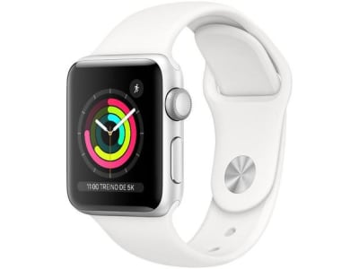 Apple Watch Series 3 (GPS) 38mm Caixa Prateada - Alumínio Pulseira Esportiva Branca - Magazine Ofertaesperta