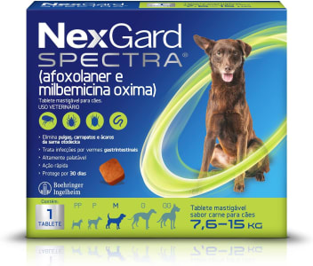 Antipulgas e Carrapatos para Cães de 7,6 a 15kg - Nexgard Spectra