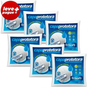 Kit Promocional 6 Capas Protetoras Impermeável com zíper 200 Fios 100% Algodão para Travesseiro 50x70 - Trisoft