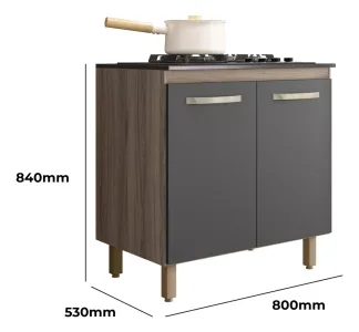 Balcão Armário Cooktop Para Cozinha Compacta Com 2 Portas