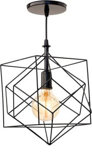 Lustre Cubic Aramado Preto 32Cm para Luminária de Sala