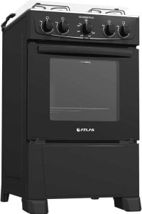 Fogão Atlas 4 bocas preto com forno limpa fácil Coliseum Plus - Forno 50l