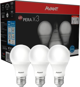 Kit Lâmpada Pera LED 3 unidades 7W Luz branca 6500K soquete E27 Bivolt Avant