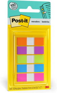 Post-it®, 3M, Marcador de Página Adesivo, 5 Cores Neon, 11.9 x 43.2 mm, 100 folhas