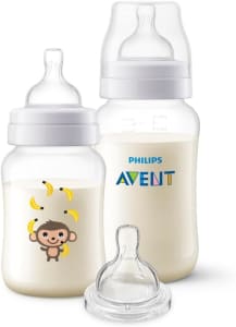 Kit Mamadeiras Anti-colic 260ml Macaco E 330ml + Bico T4 6m+