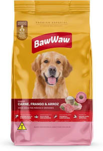 Ração Baw Waw para cães adultos médios e grandes sabor Carne, Frango e Arroz - 15kg