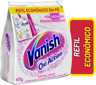 Vanish Tira Manchas Em Pó Crystal White Oxi Action 400G Para Roupas Brancas Refil Econômico