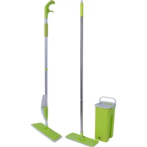 Mop Flat + Mop Spray Cinza e Verde - Fun Clean