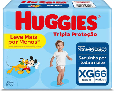 Huggies Tripla Proteção Xg - Fraldas, Tamanho XG (12 a 15 kg), 66 Unidades