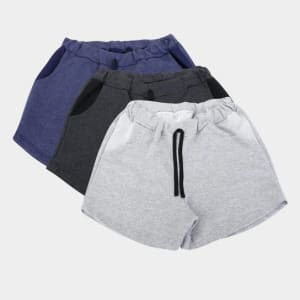 Kit Short Básico Feminino c/ 3 Peças - Preto+Cinza