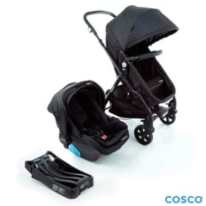 Carrinho com Bebê Conforto Trio Poppy Travel System Preto Mescla - Cosco