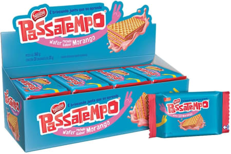 Biscoito Passatempo Wafer Morango 20g c/28 - Nestlé