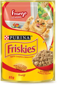 20 unidades - Nestlé Purina Friskies Ração Úmida Para Gatos Adultos Frango Ao Molho 85g