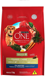  NESTLÉ PURINA ONE Ração Seca para cães filhotes todas as raças Frango e Carne 6kg 