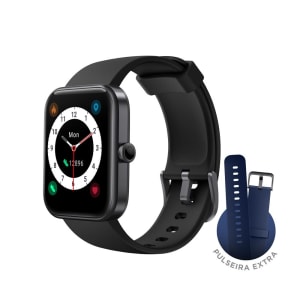 SmartWatch KaBuM! Smart 700 Preto Pulseira Extra Azul Escuro Compatível IoT Alexa - KBSAC003