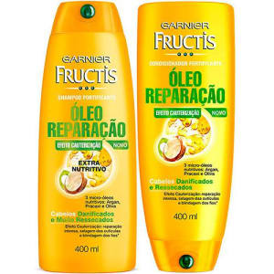 Kit Shampoo Fructis Óleo Reparação Efeito Cauterização Extra Nutritivo 400ml Garnier + Condicionador