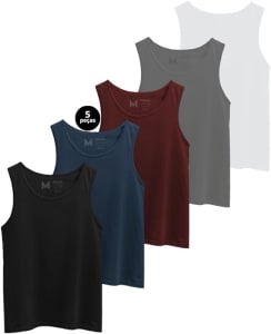 Kit 5 Camisetas Regatas Masculina Básicas Algodão Premium, Tamanhos P ao GG (Disponível Em 2 Opções De Cores)