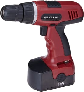 Parafusadeira e Furadeira Elétrica Multilaser Bivolt Bateria de Lithium 12V + Maleta Vermelho - HO045