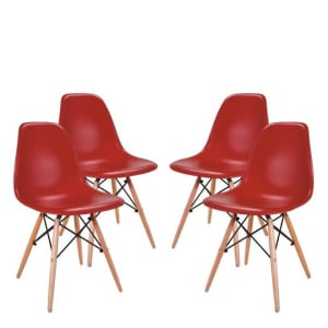 Conjunto 4 Cadeiras Eames Eiffel com pés de madeira - Vermelho - Healer - Outros Móveis - Magazine OfertaespertaLogo LuLogo Magalu