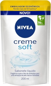 NIVEA Sabonete Líquido Refil Creme Soft 200ml - Composto com óleo natural sua fórmula equilibra o pH da pele e garant