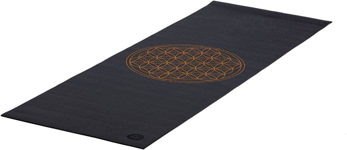 YOGATERIA Tapete yoga Mat PVC Eco Preto estampado Flor da Vida, indicado para Yoga Pilates e Treino 4.5mm x 183cm x 60cm