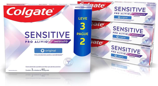 Creme Dental Colgate para Sensibilidade Sensitive Pro-Alívio Imediato - 3 Unidades 90G