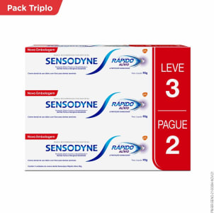 Creme Dental Sensodyne Rápido Alívio Leve 3 Pague 2 (90g cada)