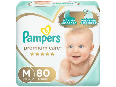 Fralda Pampers Premium Care M - 6 A 10kg 80 Unidades