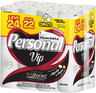 Papel Higiênico VIP Folha Dupla Personal 24 unidades Branco